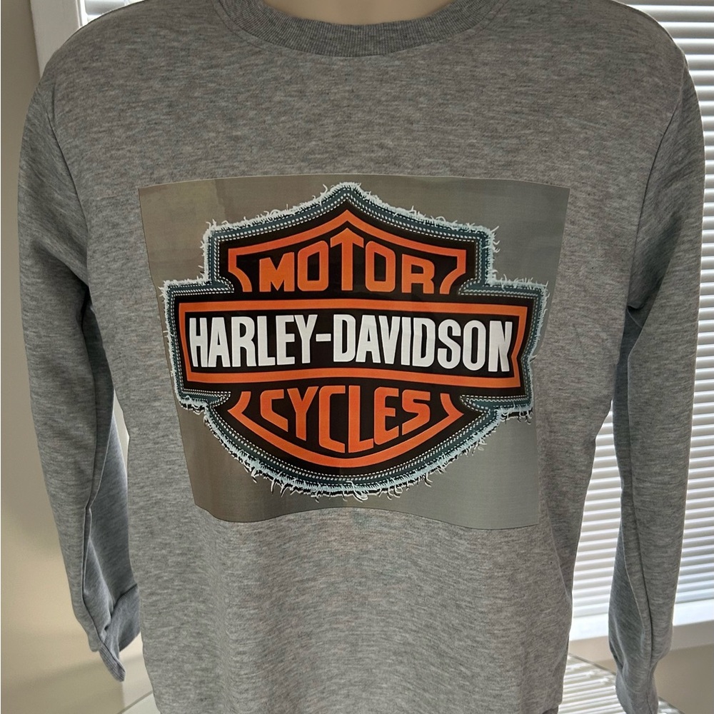 Harley-Davidson Gray Sweatshirt with Orange Logo